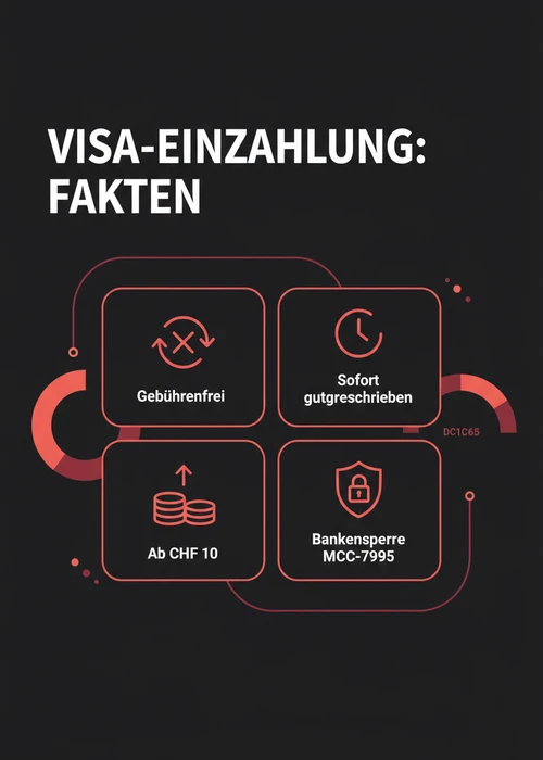 Schweizer Franken Noten und eine Visa Kreditkarte auf einem Casinotisch